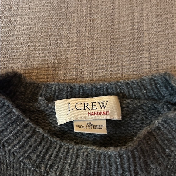 J. Crew Charcoal and Crimson Handknit Crewneck Sweater - Picture 2 of 6